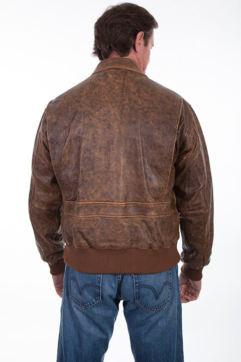 Scully Men's Leather Jacket Casual Bomber Antique Brown Front