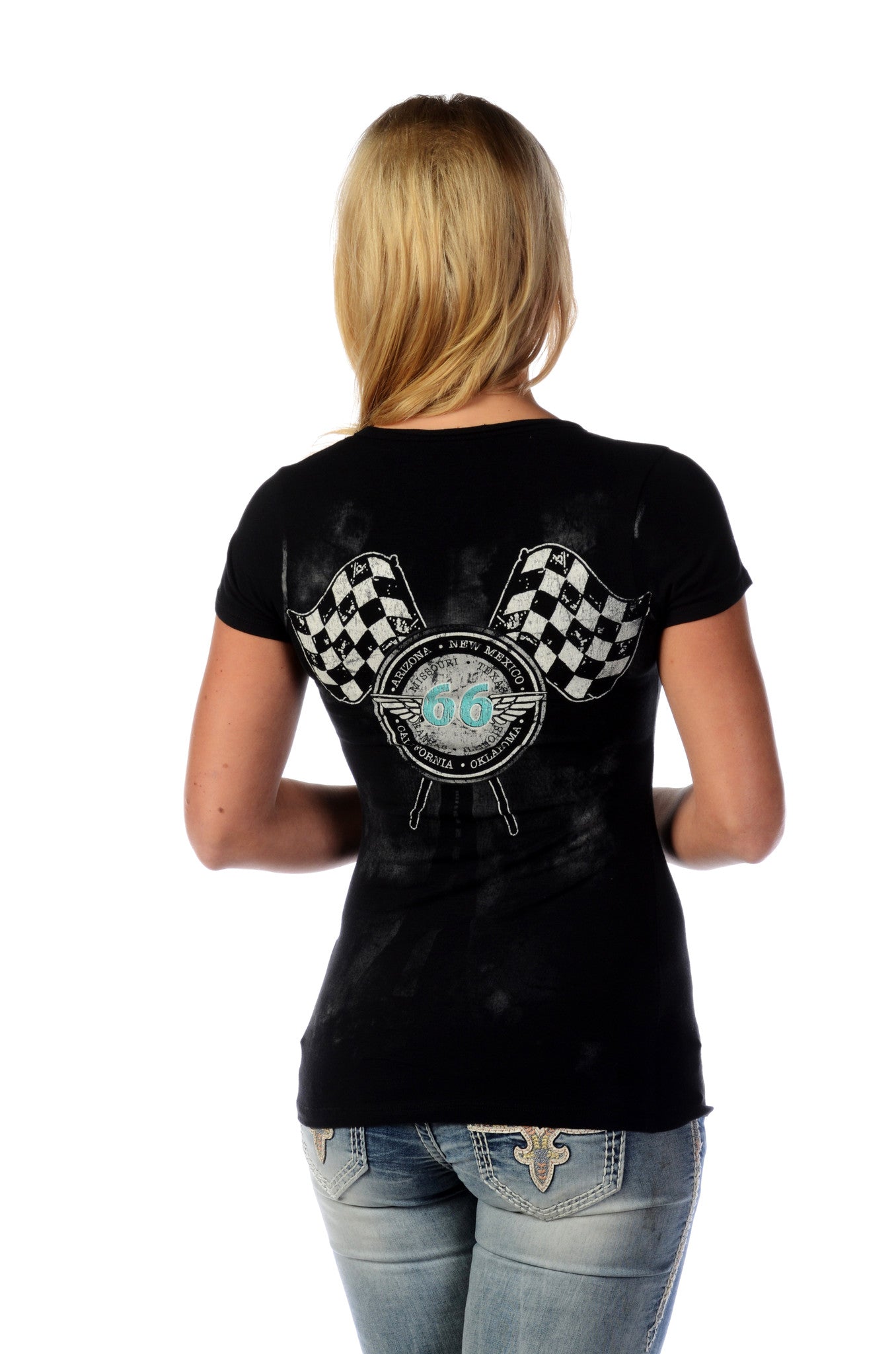 Liberty Wear T-Shirt Bikin' Route 66 Black Front