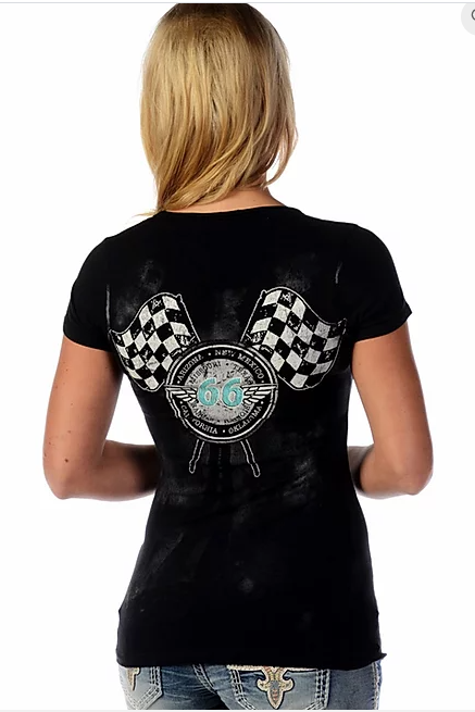 Liberty Wear Ladies Top Bikin' RT 66 Keyhole Neck #117172