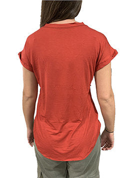 Liberty Wear Ladies' Land of the Free Top Rust Front