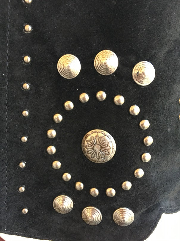 Scully Women's Suede Jacket with Gold Concho and Stud Accents Black Detail View