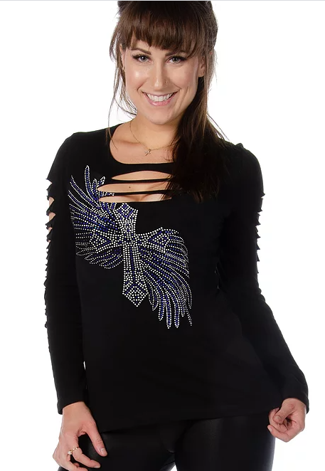 Liberty Wear Cross and Wings Top Front #117194
