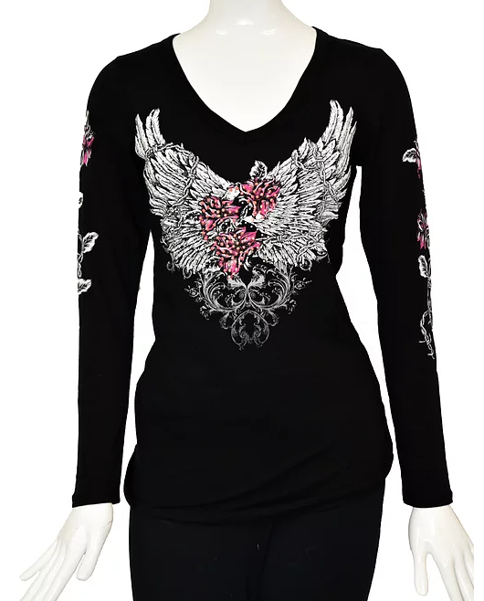 Liberty Wear Barbed Wire and Roses Top Front #117293