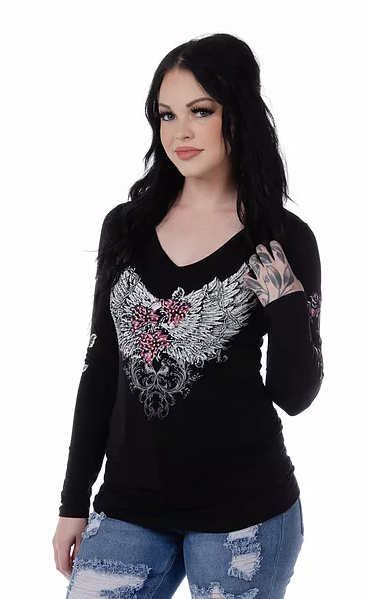 Liberty Wear Barbed Wire and Roses Top #117293