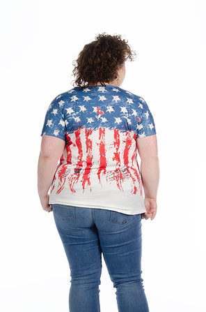 Liberty Wear Ladies' New Old Glory Top Back