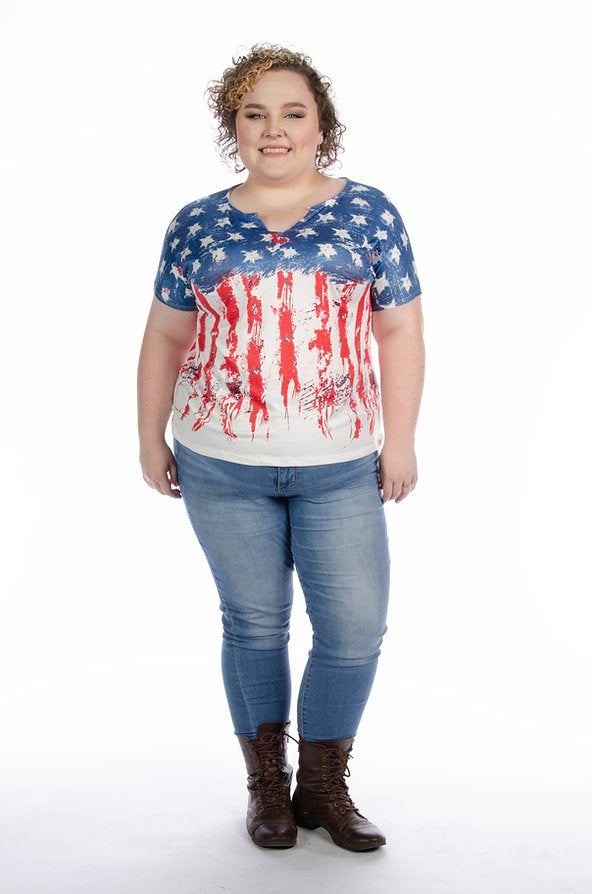Liberty Wear Ladies' New Old Glory Top Front