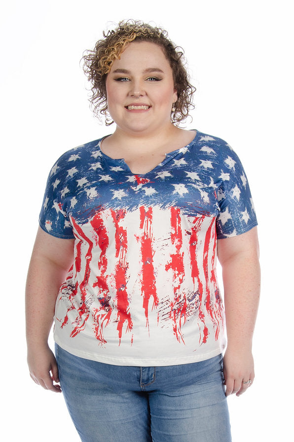 Liberty Wear Ladies' New Old Glory Top Front