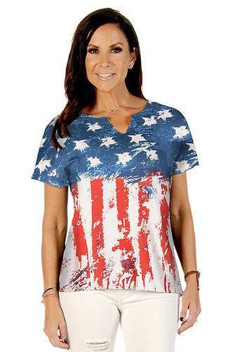 Liberty Wear Ladies' New Old Glory Top Front