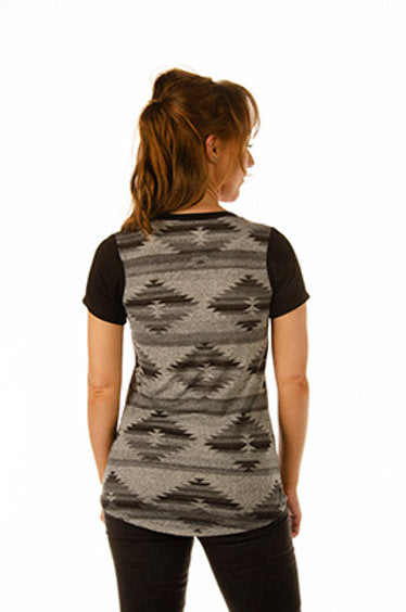 Liberty Wear Ladies' Aztec Geometric Print Top Short Sleeve Back