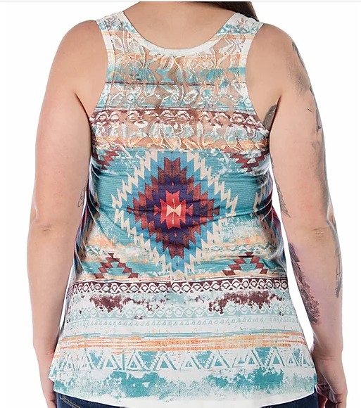 Liberty Wear Ladies' Aztec Print Tank Front #7506