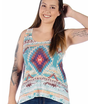 Liberty Wear Ladies' Aztec Print Tank Front #7506