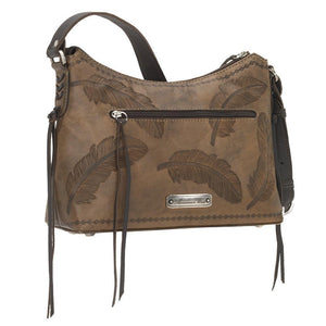 American West Handbag Sacred Bird Collection: Leather Zip Top Shoulder