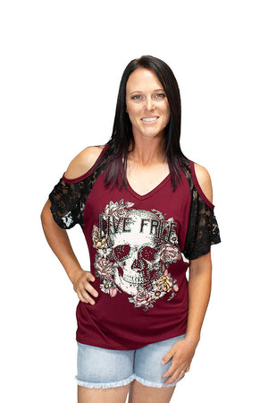 Liberty Wear Ladies' Live Free Skull Top Front