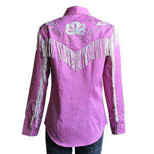 Rockmount Ranch Wear Ladies' Vintage Inspired Fancy Fringe Shirt Pink Back