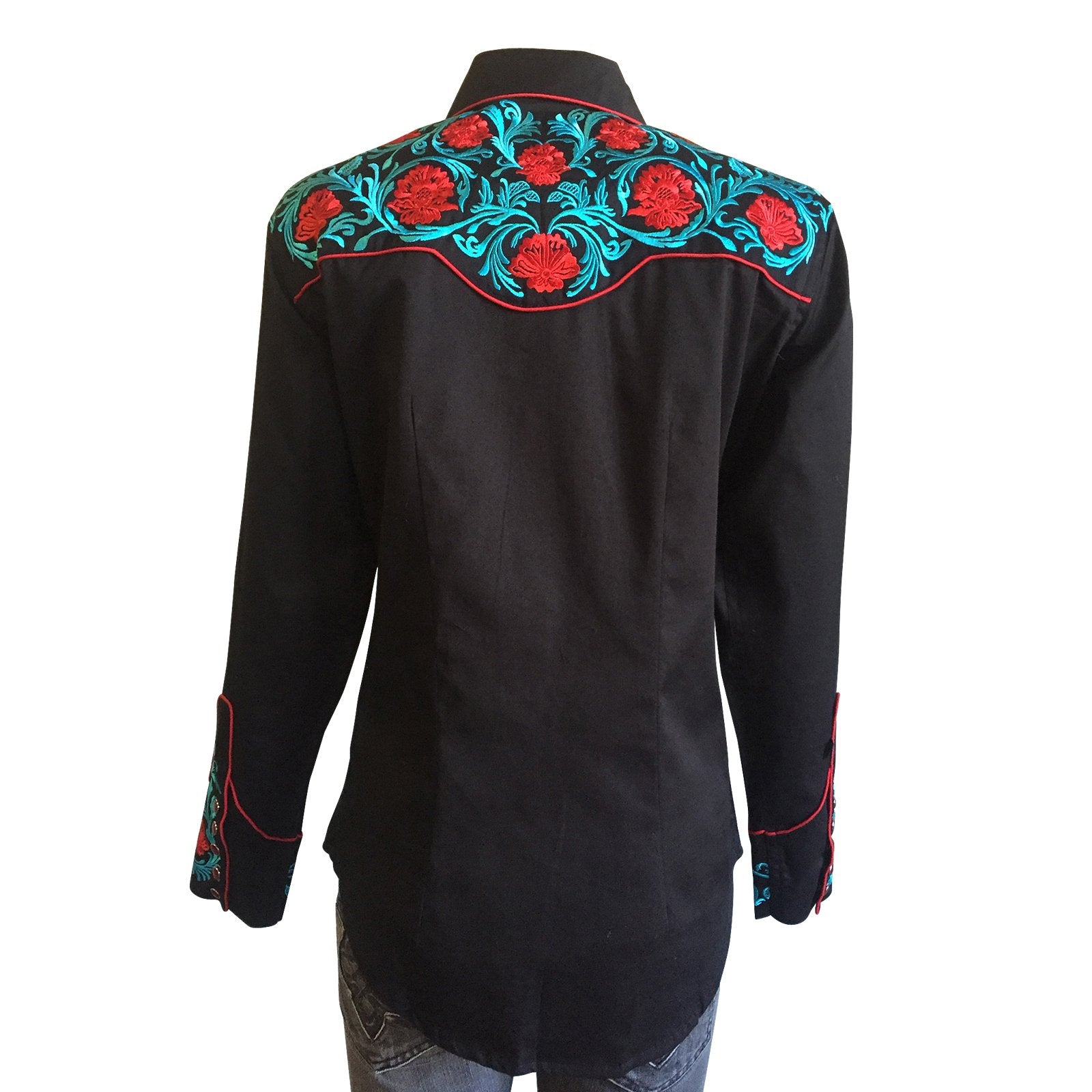 Rockmount Ranch Wear Ladies' Vintage Western Floral Embroidery #177735