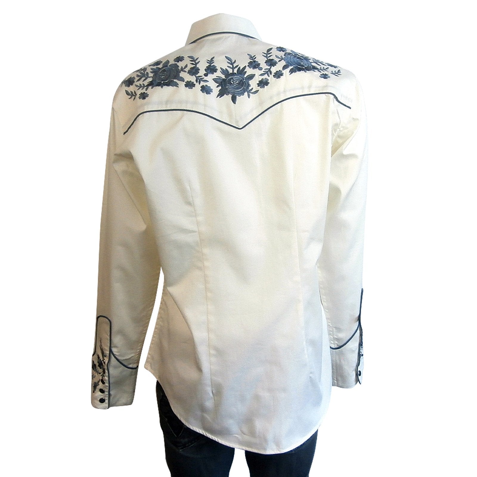 Rockmount Ranch Wear Ladies' Cascading Blue Bouquet Shirt Back