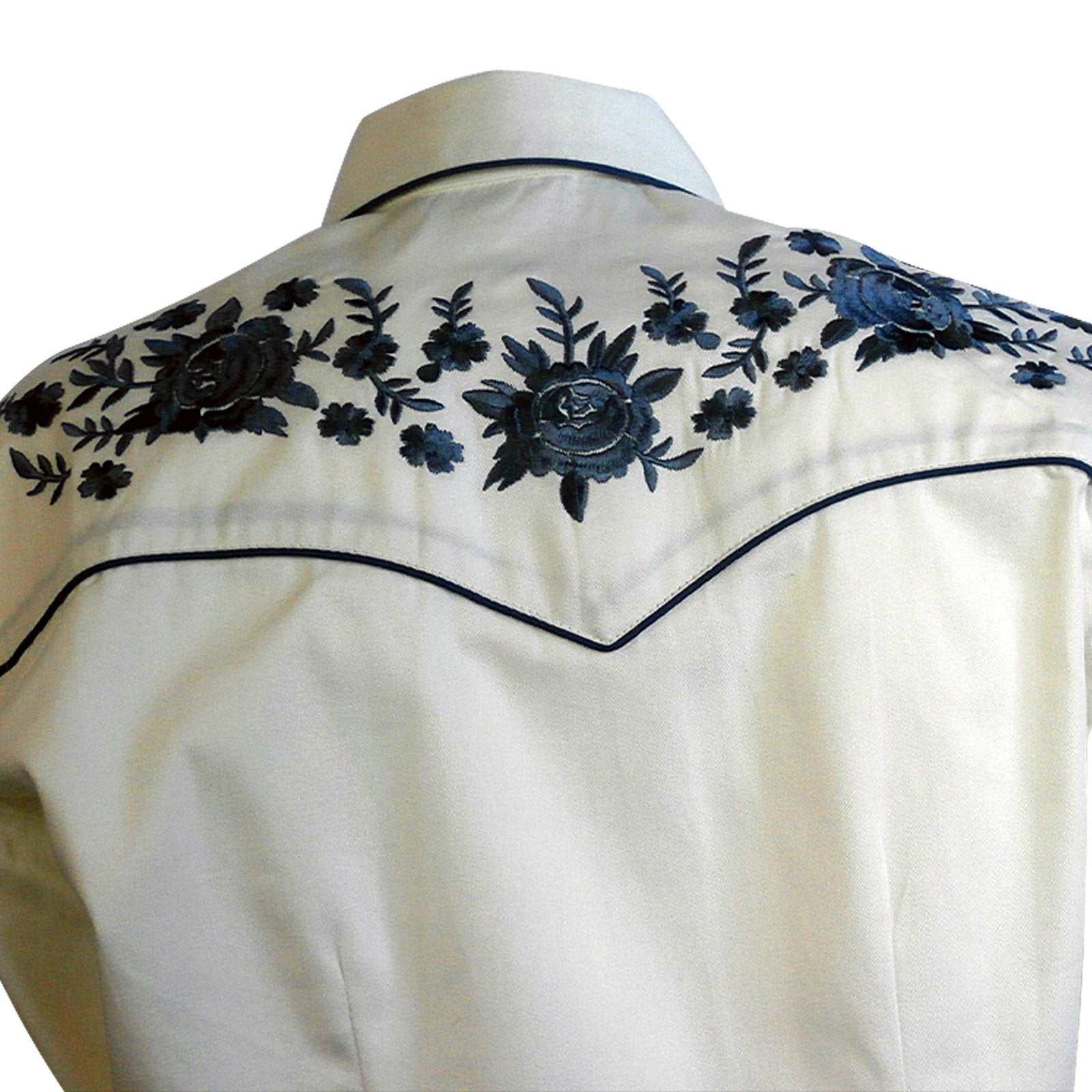 Rockmount Ranch Wear Ladies' Cascading Blue Bouquet Shirt Front