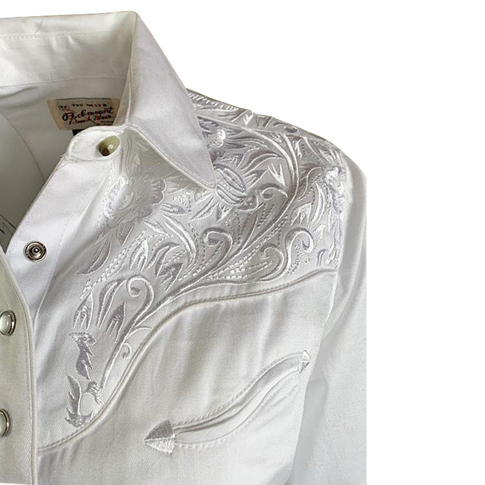 Rockmount Ranch Wear Women's Vintage Western Shirt White Front Detail #177859