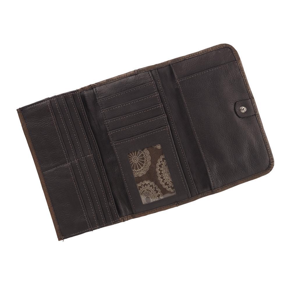 American West Hitchin' Post Collection Tri-Fold Wallet Sand Front