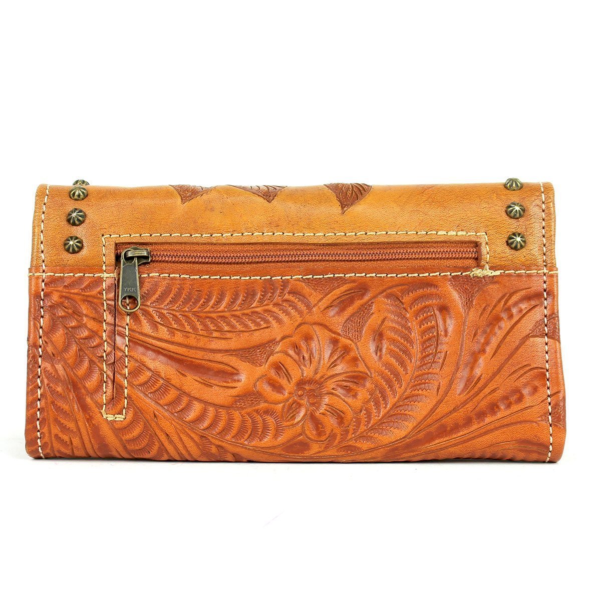 American West Handbag Texas Rose Collection: Leather Tri-Fold Western Wallet