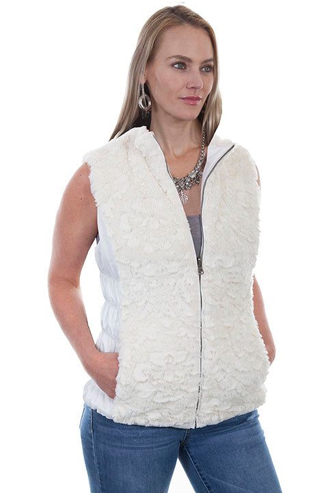 Scully Ladies' Honey Creek Faux Fur Vest Reversible Beige Front