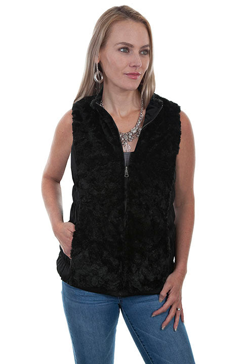 Scully Ladies' Honey Creek Faux Fur Vest Reversible Beige Front