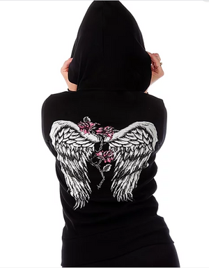 Liberty Wear Ladies' Barbed Wire and Roses Hoodie #8103 Back