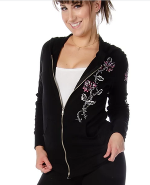 Liberty Wear Ladies' Barbed Wire and Roses Hoodie #8103 Front