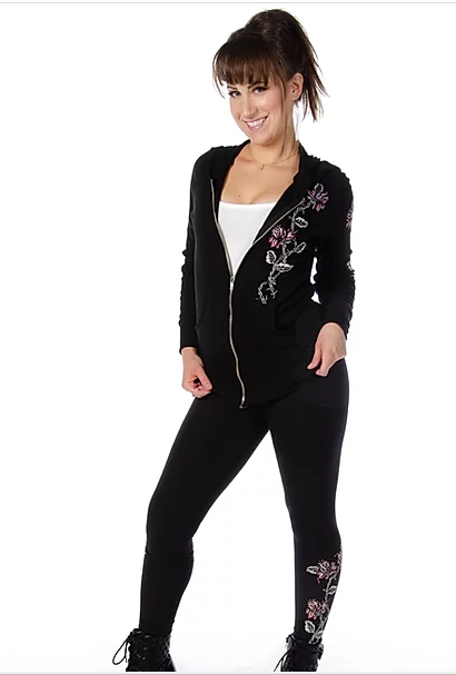 Liberty Wear Ladies' Barbed Wire and Roses Hoodie #8103 Front