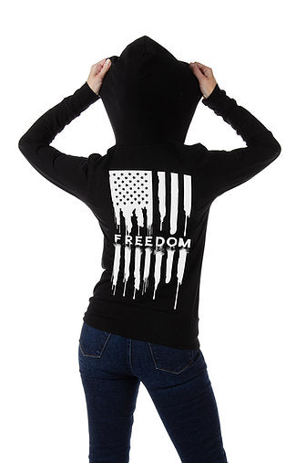 Liberty Wear Ladies' Hoodie Bleeding Freedom Flag #118131