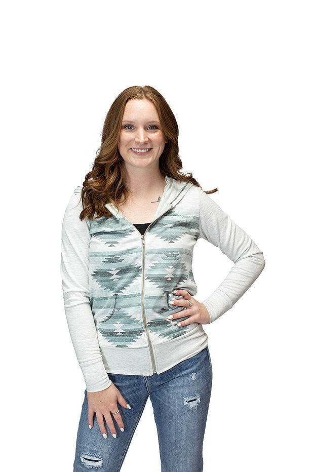 Liberty Wear Ladies' Zip Up Hoodie Geometric Print Back