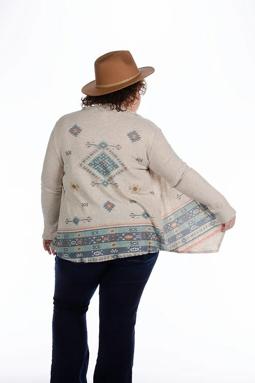 Liberty Wear Tucson Southwestern Print Cardigan Back