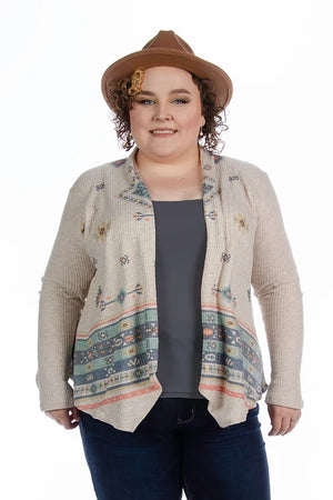 Liberty Wear Tucson Southwestern Print Cardigan Front