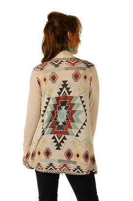 Liberty Wear Ladies' Aztec Inspired Print Cardigan Front #118335