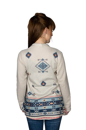 Liberty Wear Tucson Southwestern Print Cardigan Front
