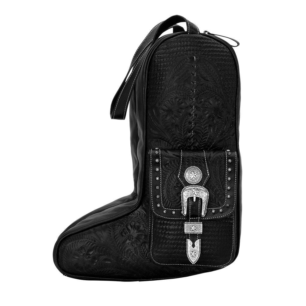 American West Handbag Travel Retro Luggage Boot Bag Front View Black