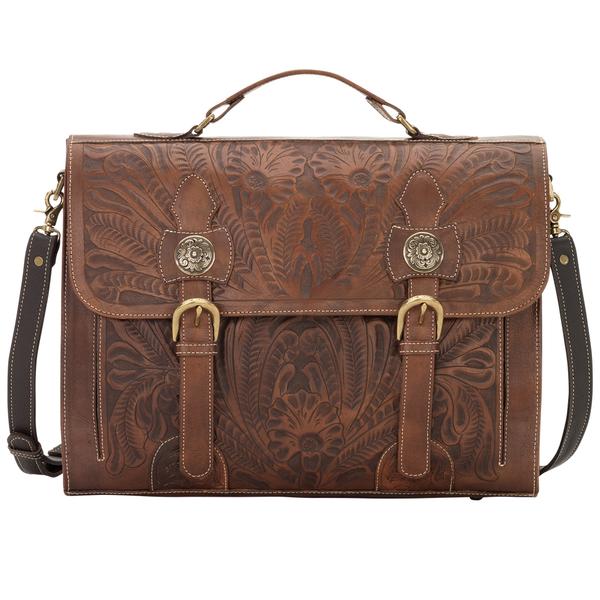 American West Handbag, Retro Travel Luggage, Laptop Briefcase Light Brown Front