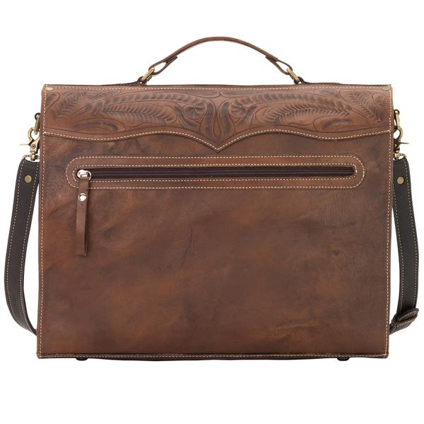 American West Handbag, Retro Travel Luggage, Laptop Briefcase Light Brown Back