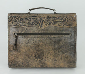 American West Handbag, Retro Travel Luggage, Laptop Briefcase Distressed Grey Back