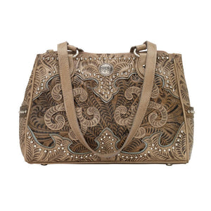 American West Annie's Secret Concealed Carry Shoulder Handbag Multicompartment Sand Front