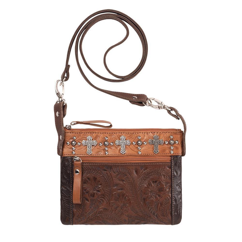 American West Handbag Trail Rider Collection, Crossbody Crosses Front