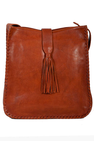 Scully Leather Co. Whip Stitch Leather Shoulder Bag Front