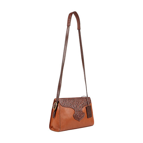 Scully Leather Co. Compact Shoulder Bag with Tooling Side View