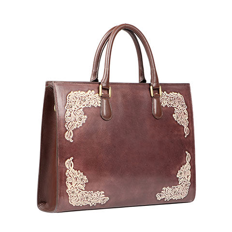 Scully Leather Co. Embossed Briefcase Side View