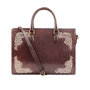 Scully Leather Co. Embossed Briefcase Front