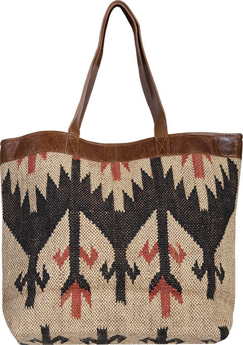 Scully Woven Shoulder Tote Geometric Pattern Back