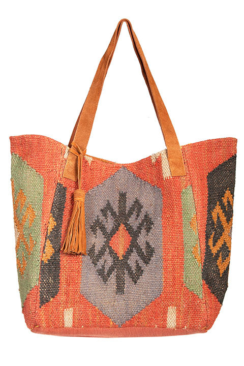 Scully Handbag Woven Aztec Design Front