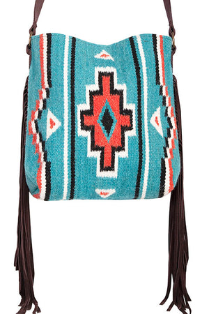 Scully Handbag Southwest Print Leather Fringe Front