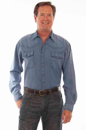 Cantina Collection for Men Denim Western Yoke Button Front Shirt