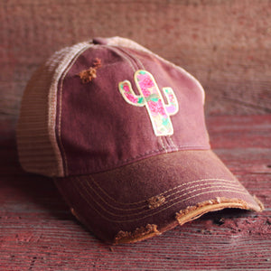 Original Cowgirl Clothing Cap Rose Cactus Wine